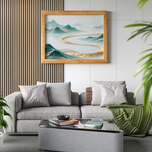 Art3d 4-Piece 94 x 12.6 Inch Acoustic Lightweight Slat Wall Panel - Waterproof Wood Textured Wainscoting Panel of 33 Sq.Ft for Bedroom, Home Theater Office Accent Wall, Boxwood