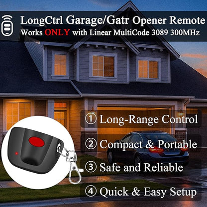 3-Pack 300MHz 10 dip Switch for Multicode Garage Gate Door Opener Remote Control, Replacement for 3089,3070,3060,308911,MCS308911,MCS306010,MCS3070 Gate Clicker with Keychain.