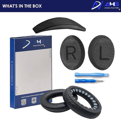 Replacement QC35 / QC35 ii earpads and QC35 Headband / QC35 ii Headband V3 pad Cushion Compatible with Bose QuietComfort 35 (QC35) and Bose QuietComfort 35 ii (QC35 ii) (AHG-QC35-COMBO-SHPSKN-HB)