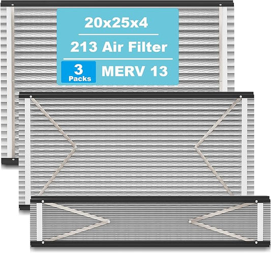 (3-Pack) 213 Replacement Filter Compatible with April-Aire Air Purifiers Actual Size: 21" x 24.75" x 4", Nominal Size: 20''x25''x4'' 1210,1620,2210,2216,3210 MERV-13 Furnace Filter Replacement