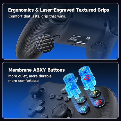 AceGamer Pluto 2.4G Wireless Bluetooth Controller for PC/Switch/Switch 2/iOS/Android/Steam,TMR Joysticks,Hall Effect Triggers,4-Motors Vibration,1000Hz Polling Rate,Force-balanced Lever Bumpers,Pragrammable Back Buttons
