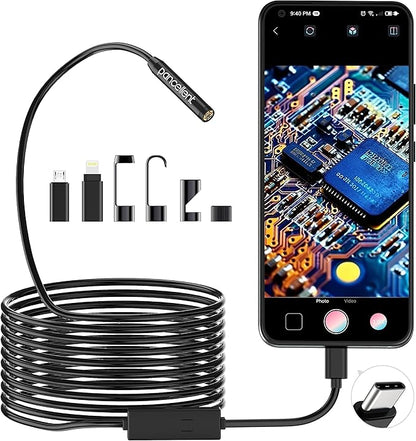 1920P Snake Inspection Borescope, Pancellent Type C Endoscope, Scope Camera with 8 LED Lights for Android and iOS Smartphone, iPhone, iPad, Samsung (16.5 FT/5M)