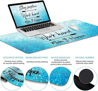 LIMKRIAN Desk Mat Pad, XXL Large Gaming Mouse Pad with Wrist Rest Wrist Support, Ergonomic Mouse Pad, Keyboard Wrist Rest, Coaster, Home Office Desk Accessories Decor Supplies, Stay Positive