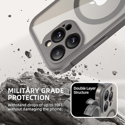 BERFY Magnetic for iPhone 16 Pro Case, Compatible with MagSafe, Built-in Privacy Screen Protector and Upgraded Camera Protection, Anti-Spy Full Body Shockproof Phone Case for 16 Pro 6.3", Grey