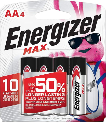 Energizer AA Batteries, Max Double A Battery Alkaline, 4 Count (Pack of 2)