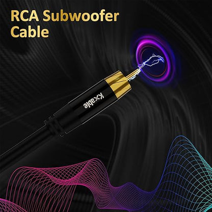 Subwoofer Cable RCA to RCA Audio Cable 40FT, Digital Coaxial Audio Cable, Premium S/PDIF RCA Cord for Home Theater, HDTV, Subwoofer, Hi-Fi System, Amplifier, 22AWG Tinned Copper, Double Shielded