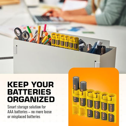 AAA Battery Storage Caddy by Storacell, Yellow, Holds 6 Batteries (Not included)
