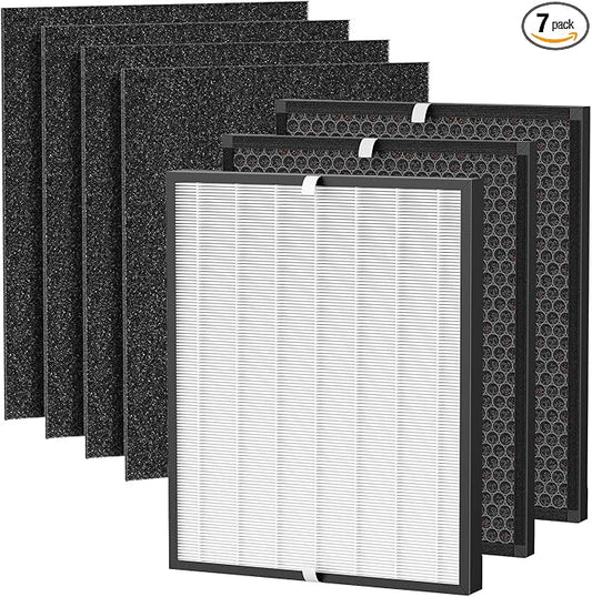Elnuliros Premium Replacement Filter Compatible with AD3000 Air Cleaner Purifier, Not for AD3500 Version, Include 1 Premium Filter + 2 Carbon Filters + 4 Pre-filters, Part # ADF3001, ADF3002