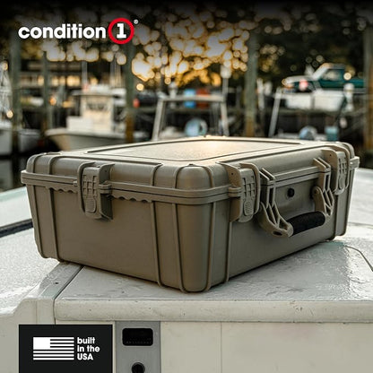 Condition 1 25" Large Waterproof Hard Case Model 839 with Foam, Portable Protective Storage Box for Travel, Hunting, Military, Tactical, Made in USA, 24.50"x 19.46"x8.41" Yellow