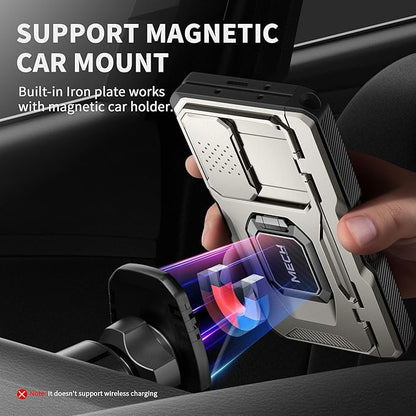 TONGATE for Z Fold 6 Case with Ring Stand, Built-in S Pen Holder & Glass Screen Protector Shockproof Rugged Z6 Phone Case with Camera Cover & Belt Clip for Samsung Galaxy Z Fold6 2024,Titanium Gray