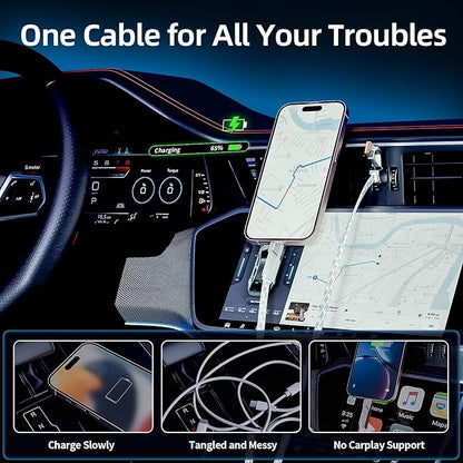66W 4 in 1 Charging Cable,Fast Multi Charging Cable 5FT,USB C Cable Fast Charge&Data Transfer, Type C 66W 27W PD Multiple Charger Cord for iPhone16/15/14/13 Series/Phones/Pads/Laptop and More-Silver