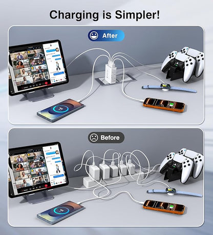 60W Fast Charger Block,2-Pack USB C Wall Charger,5-Port Dual 30W PD Charging Adapter+QC 3.0 Wall Plug Multiport Total power 60W Type C Charging Cube Brick For iPhone 17/16/15/14/13/Pro Max,iPad,Galaxy
