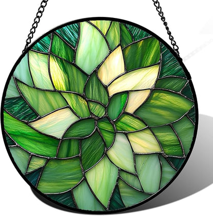 CRISGIF Stained Glass Window Hanging - Ireland Green Suncatcher for Doors Garden Patio Sun Catchers Decor Mother's St. Patrick's Day Birthday for Women Men Mom Nana Friend15 in