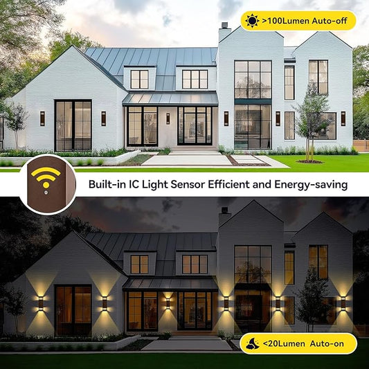 MZLITI 2-Pack Bronze Dusk to Dawn Outdoor Lights, Wall Light Wtih LED Bulbs, Modern Up Down Lights Outdoor, IP65 Waterproof Exterior Lighting Fixtures, Outside Lights for House for Porch, Garage