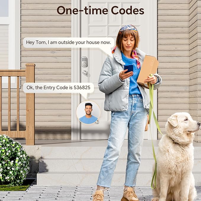 VCHOO Keyless Entry Door Lock Set Smart Locks for Front Keypad Door Lock with Handle Automatic Lock One Time Password Anti Peeping Password IP54, Satin Nickel