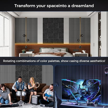 BSHEAD 6 Pack 2-Layer Fold Soundproof Wall Panels, 24 x 12 x 0.43 in Large Sound Proof Foam Panels for Walls, 0.9lb/ft³ High Density, 3D Acoustic Panels,Artistic Noise Dampening Panels White&Black