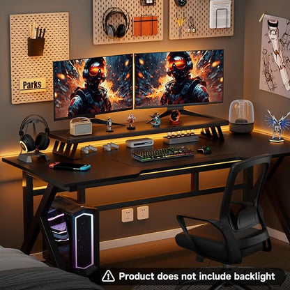 NestNeat Dual Monitor Stand Riser, 39 Inch Large Wood Monitor Stands for 2 Monitors, Desk Monitor Riser for Computer/Laptop/Printer/TV, Stand Riser up to 220 lbs