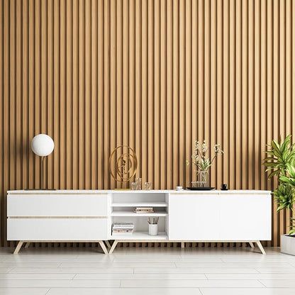 Art3d 4 Pc 96"x5.7" Wood Slat Wall Panel for Interior, Ceiling and Decoration, 15.2 SqFt