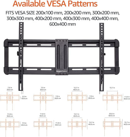 Amazon Basics Tilt TV Wall Mount with Horizontal Post Installation Leveling for 32 to 86 inch TVs, Black