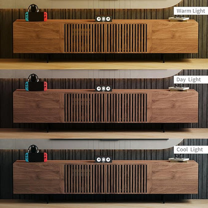gaoyangjiaju 94.48" Mid-Century Modern TV Stand, Walnut Media Console with 4 Storage Cabinets, Entertainment Center for TVs up to 100 Inches, Ideal for Living Room or Bedroom