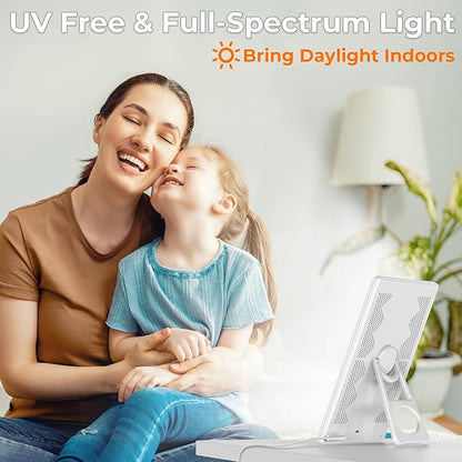 Fitfirst Light Lamp, 10000 Lux Sun Lamp, Gift for Women, 3 Color Temperature, 4 Brightness Levels, 15-60min Timer, Touch Control LED Lamp for Indoor/Office with Adapter