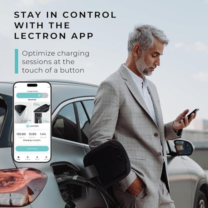 Lectron Portable Level 1 J1772 EV Charger with Wi-Fi/App Control - 12 Amp, 120V Portable Charger with NEMA 5-15 Plug, 16ft Charging Cable - for J1772 Electric Vehicles ONLY