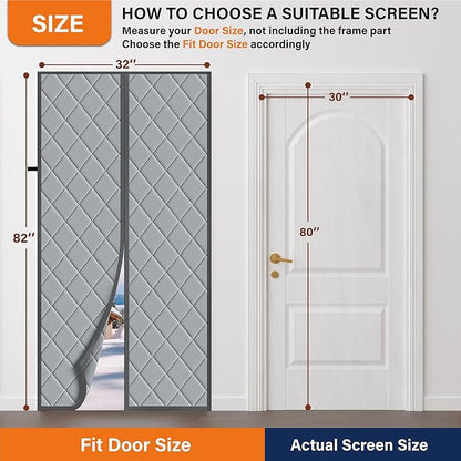 Magnetic Thermal Insulated Door Curtain, Fits Door Size 38" x 82",Durable Oxford Cloth&Thicken Polyester Fiber Fill, Efficient Temperature Control, Durable Construction, Soundproof and Windproof