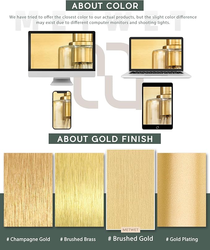 METWET 3-Light Bathroom Light Fixtures, Brushed Gold Vanity Light with Cylinder Clear Glass Shade, Modern Vanity Lighting Fixtures Over Mirror, VL143-BG-3