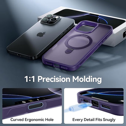 CASEKOO Designed for iPhone 16 Pro Case with Magnetic Invisible Stand [Military Drop Protection] [Compatible with MagSafe] Shockproof Slim Translucent Matte Case 6.3 Inch, Purple
