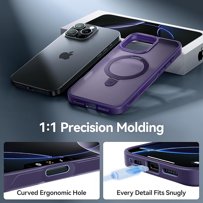 CASEKOO Designed for iPhone 16 Pro Max Case with Magnetic Invisible Stand [Military Drop Protection] [Compatible with MagSafe] Shockproof Slim Translucent Matte Promax Case 6.9 Inch, Purple