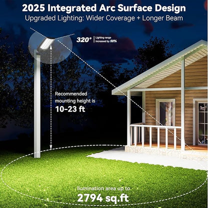 MMKT Solar Lights Outdoor, 12000W 3 Color Solar Street Light, Commercial Solar Parking Lot Light Waterproof Dusk to Dawn, Security Flood Lights with Motion Sensor for Yard, Basketball Court