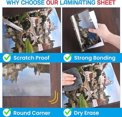 CAREGY 150 Pack Laminating Sheets, Hold 11 x 17 Inch Sheet, 3 Mil Clear Thermal Laminating Pouches 11.5 x 17.5 Inch Lamination Sheet Paper for Laminator, Round Corner