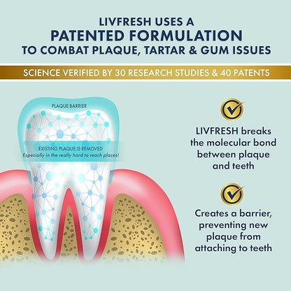 LIVFRESH Toothpaste Gel, Clinically Proven to Remove Plaque 250% Better, Improves Gum Health 190% Better, Prevents & Reduces Tartar, Freshens Breath, SLS Free Dental Gel, Wintergreen, 3 Pack