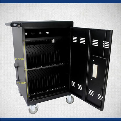 32 Device Mobile Charging Station for Laptops/Tablets/iPads/Chromebooks,32 Bay Lockable Charging Cabinet with Cable Management & Power Strip Included, Laptop & Tablet Storage Carts,Combination Lock
