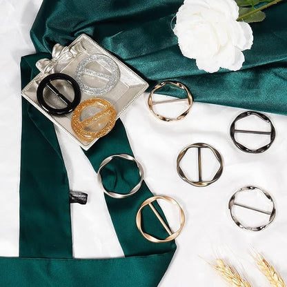 T-Shirt Clips 9 PCS, Clothes Corner Knotted Button, Fashion Alloy Pearl Rhinestone Circle Clip Buckle Round Shirt Silk Scarf