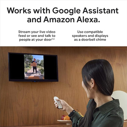 Google Nest Doorbell (Wired, 2nd Gen) - Wired Video Doorbell Camera - Doorbell Security Camera - Snow