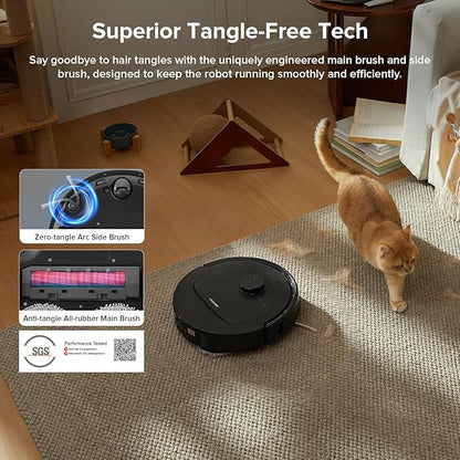 roborock Qrevo Series Robot Vacuum and Mop, 8000Pa Suction, Upgraded from Qrevo S, Anti-Tangle Brushes, Smart Obstacle Avoidance, Auto Mop Washing, All-in-One Dock, 200RPM Spinning Mops, Black(QV 35A)