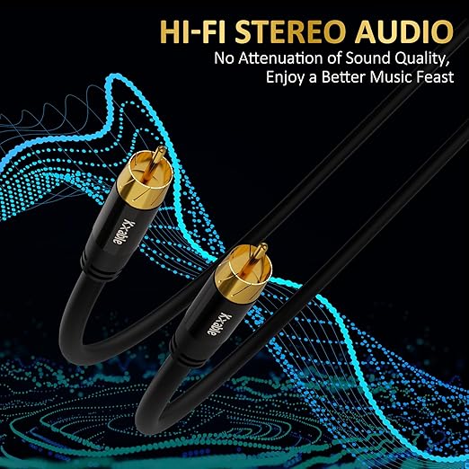 Subwoofer Cable RCA to RCA Audio Cable 3FT, Digital Coaxial Audio Cable, Premium S/PDIF RCA Cord for Home Theater, HDTV, Subwoofer, Hi-Fi System, Amplifier, 22AWG Tinned Copper, Double Shielded