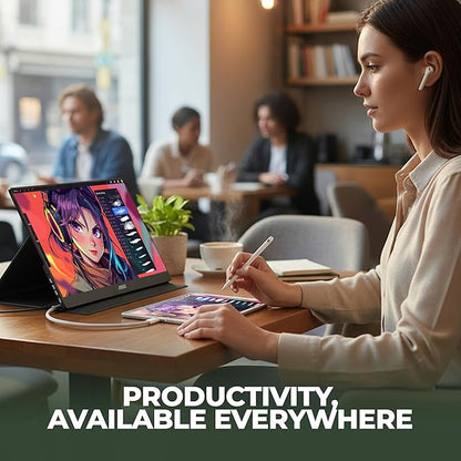 AOC 16T20 Portable Monitor 15.6" FHD 1080p IPS Display, USB-C Portable Laptop Screen, Mini HDMI, Built-in Speakers, Travel Monitor with Smart Cover, Compatible with Laptops, MacBook, PS5, Xbox