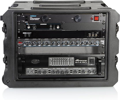 Gator Cases Pro Series 19" Depth 8U Rolling Rack Case with Recessed Wheels, Black