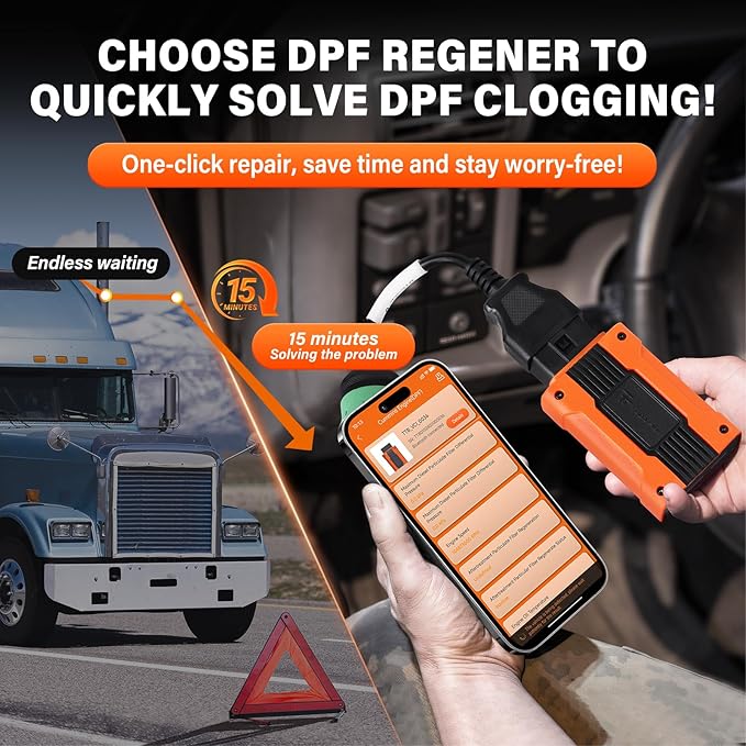 TopTekk Emergency DPF Regener Tools, DPF Regeneration and Reset Device for Heavy Duty Trucks, DPF Regeneration Scanner – Engine Compatible with Cummins, Volvo, Caterpillar, Paccar and More Engines