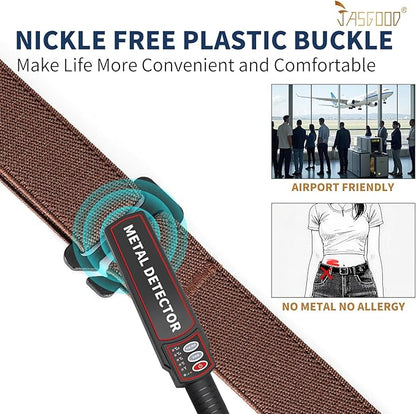 JASGOOD Women No Show Stretch Belt Elastic Web Strap Belt with Flat Buckle for Jeans Pants Dresses