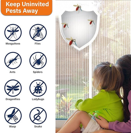 Magnetic Screen Door,Self Sealing Magnets, Easy Install Screen Doors with Magnets,Pet & Kid Friendly- Fits Doors up to 36 x 80 Inches White