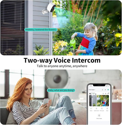 2K FHD WiFi Wireless Cameras Solar Powered,Security Cameras Wireless Outdoor,Outside Camera for Home Security,AI Motion Detection,Color Night Vision,Spotlight,Siren Alarm,SD/Cloud Storage,2 Pack