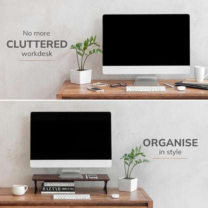 Anji Mountain Monitor Stand - Desktop Organizer & Laptop Riser, Ergonomic Monitor Riser, Space-Saving Monitor Stand for Desk, Durable Construction, Easy Assembly, Ideal for Home & Office,Walnut