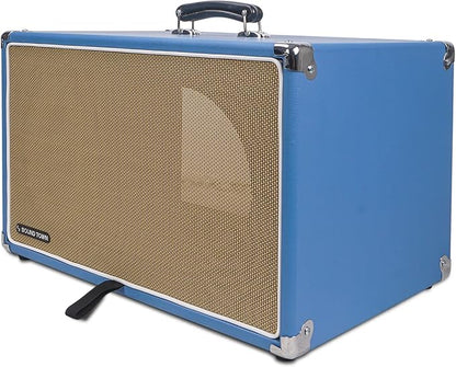 Sound Town Vintage 6U Amp Rack Case, 12.5" Depth with Rubber Feet, Dust Cover, Kickstand, Beau Blue (STVRC-6BL)
