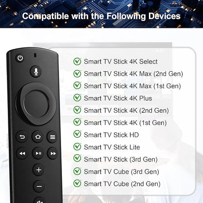 Replacement Voice Remote Control Fit for Fire Series Stick 3rd Gen, TV Stick 4K/4K MAX, TV Cube (2nd/3rd Gen), TV Stick Lite, TV Stick HD, N0t for Hisense, TCL Smart TVs