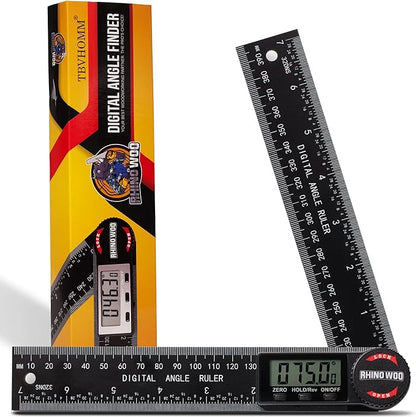 Digital Angle Finder Protractor, Angle Measuring Tool for Woodworking/Carpenter/Construction/Handmade Measurement，Angle Finder Ruler with 7inch/200mm(2 Batteries Included) (Enhanced ABS)