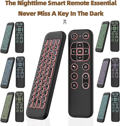 iPazzPort Mini Air Mouse Remote Keyboard with 7-Color Backlight for Android TV Box, Smart TV, HTPC, Projector; Rechargeable Dual-Mode Universal Controller for Couch Browsing