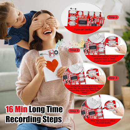 Sound Module, JRGKJCP 16MB Push Button, Magnetron,Light Control Activated Recordable Voice Sound Chip Module with Light Strip,Speaker,for Greeting Card Audiobook, Xmas Presents Boxes, Kids's Toys.